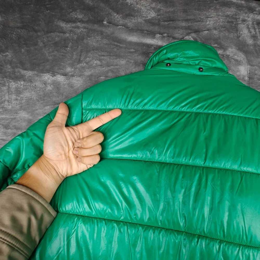 Vintage Nike Green Quilted Puffer Jacket Hooded Full Zip XL Cold Weather Coat